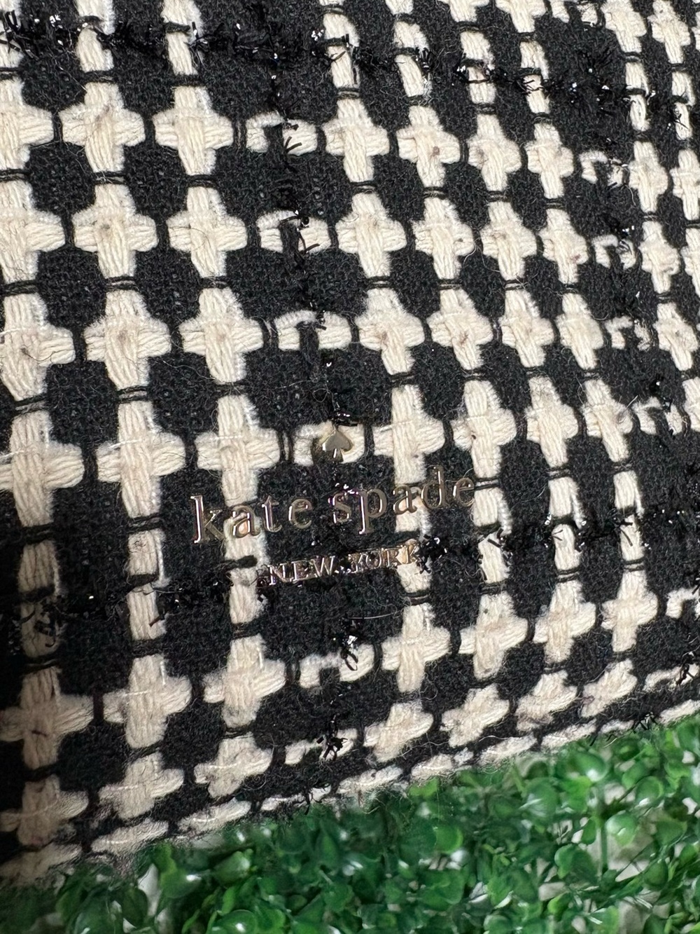 kate spade Black and White Houndstooth Shoulder Bag with Black Trim - Picture 2 of 9